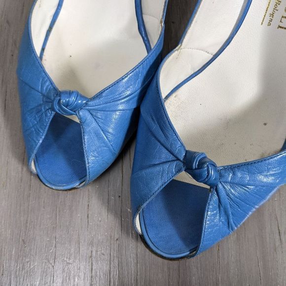 Vintage bruno magli heels blue peeptoes sling - Picture 10 of 10
